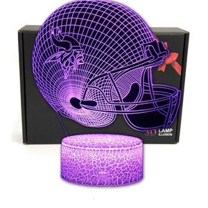 3D Helmet Optical Illusion 7 Colors Night Light